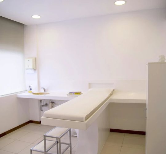 A clean, calm examination room in the clinic