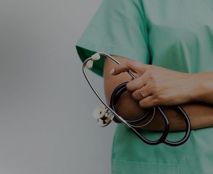 A nurse holding a stethoscope